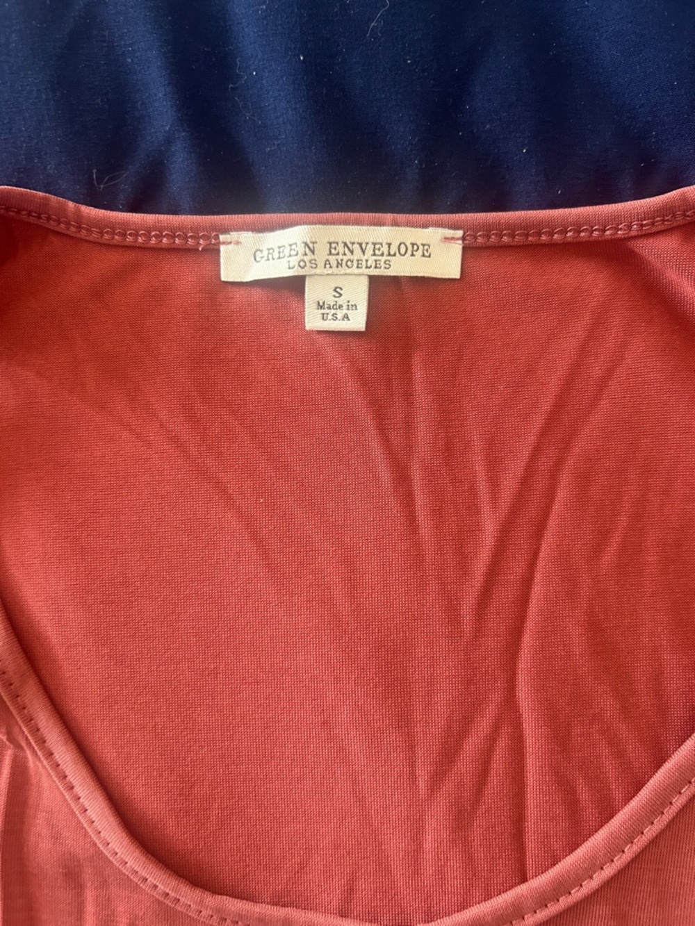 Green Envelope Rust Red Scoop Neck Tank Top